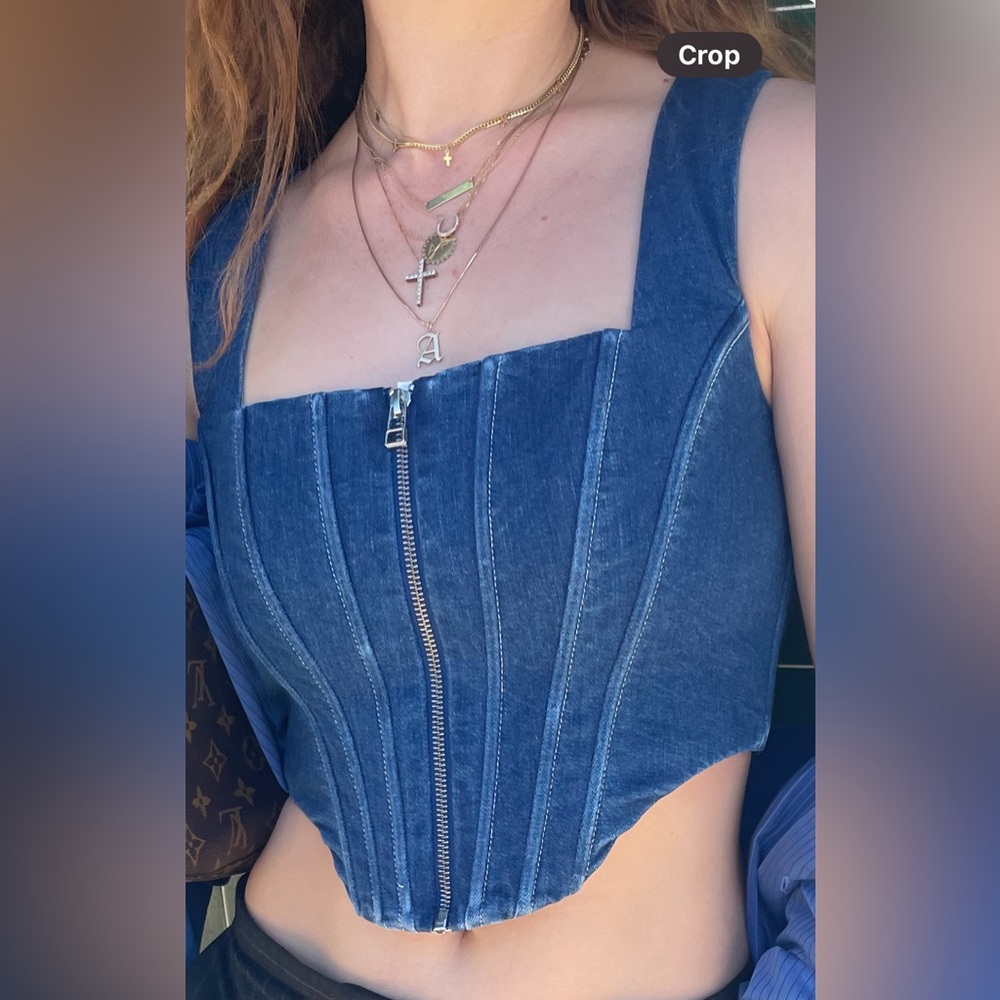 Staud denim bustier
